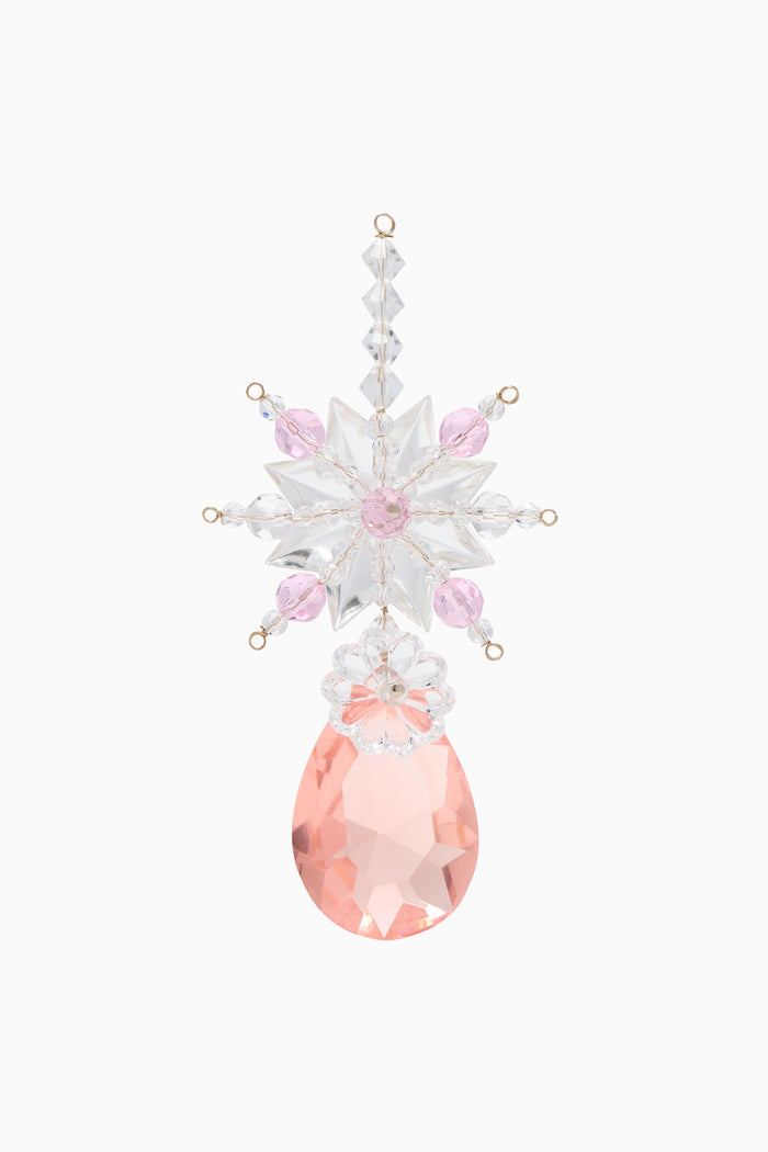 Pink Crystal Lobmeyr Hand-Blown Holiday Ornament - Front View | Ulla Johnson