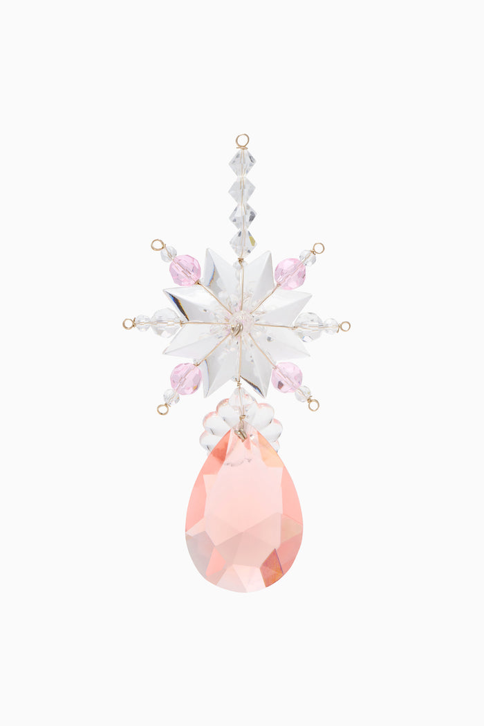 Pink Crystal Lobmeyr Luxury Holiday Ornament - Angled View | Ulla Johnson