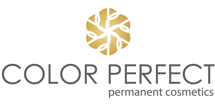 ออกแบบโลโก้ (Logo Design) Color Perfect สักคิ้ว 6 มิติ สีทอง 6 เหลี่ยม เกลียว