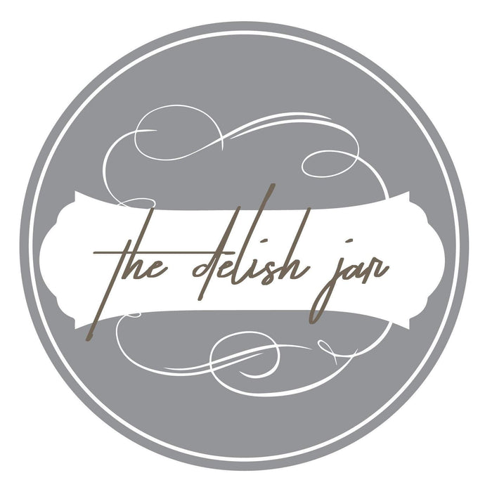 ออกแบบโลโก้ (Logo Design) delish jar โลโก้ขนม โลโก้อาหารกระป๋อง โลโก้สินค้า โทนสีเทา