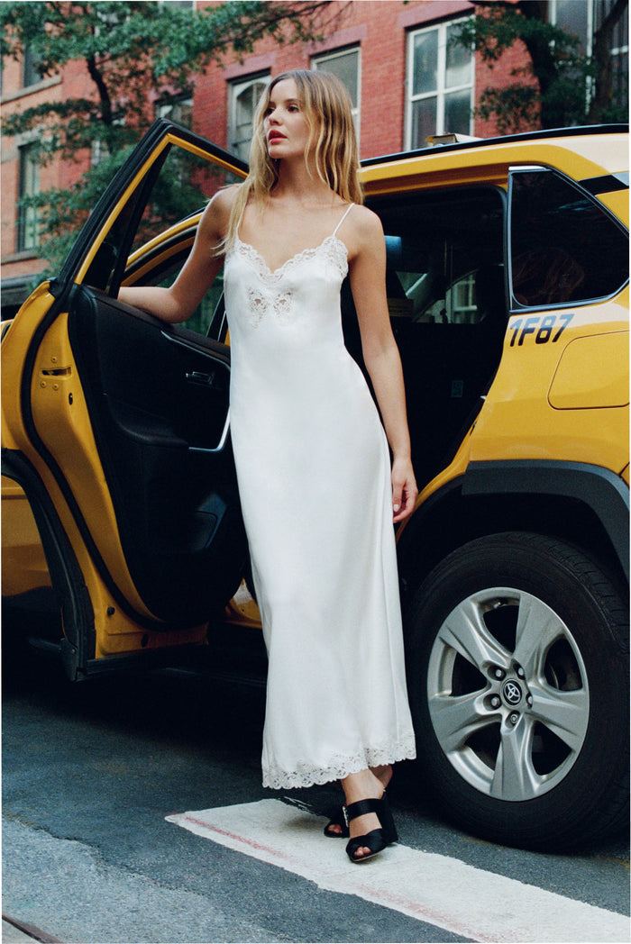 Lomira Lace Bow Maxi Dress - ALABASTER GLOW