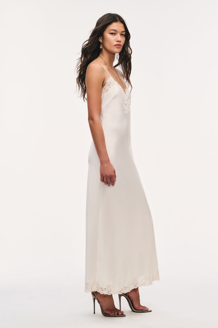 Lomira Lace Bow Maxi Dress - ALABASTER GLOW