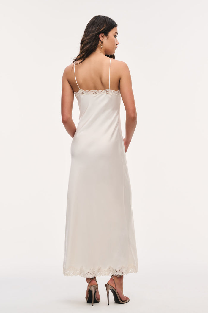 Lomira Lace Bow Maxi Dress - ALABASTER GLOW