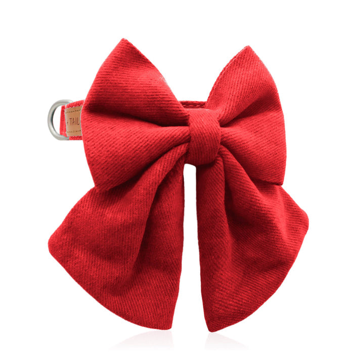 Wag + Tail Luxe Bow Tie Dog Collar lifestyle shot showing structured bow detail and fit