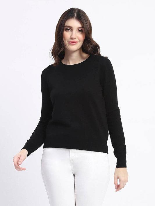 Madame Crew Neck Black Acrylic Sweater