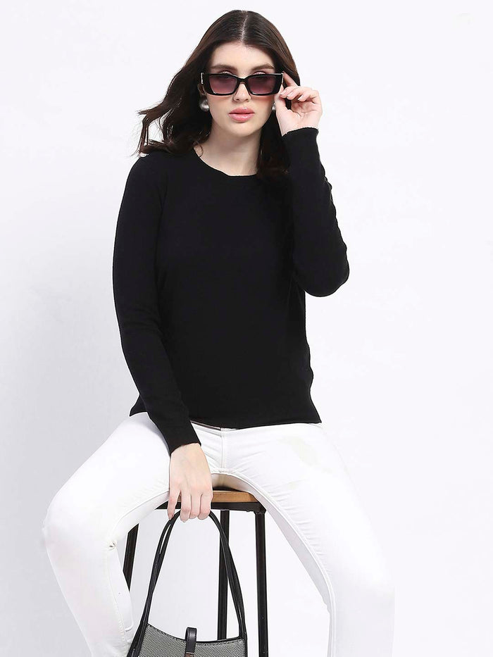 Madame Crew Neck Black Acrylic Sweater