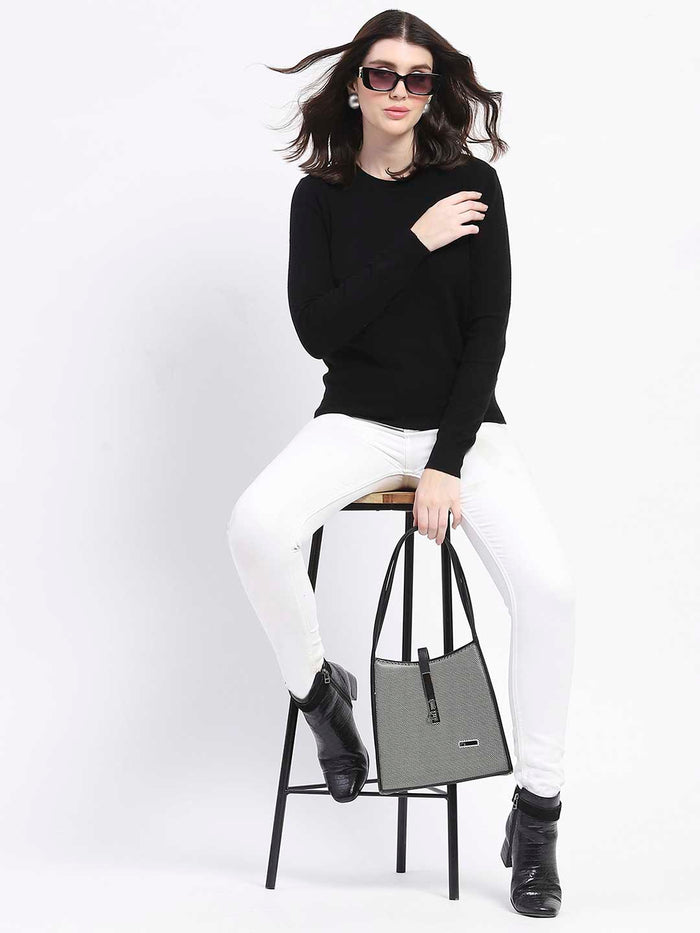Madame Crew Neck Black Acrylic Sweater