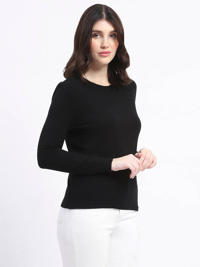 Madame Crew Neck Black Acrylic Sweater