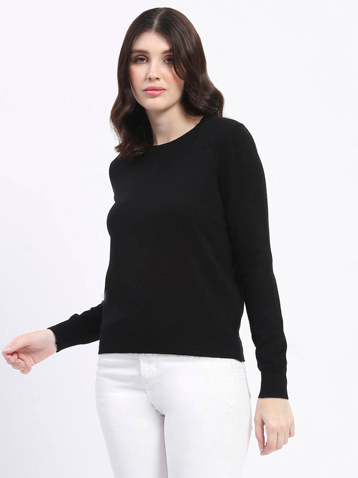 Madame Crew Neck Black Acrylic Sweater