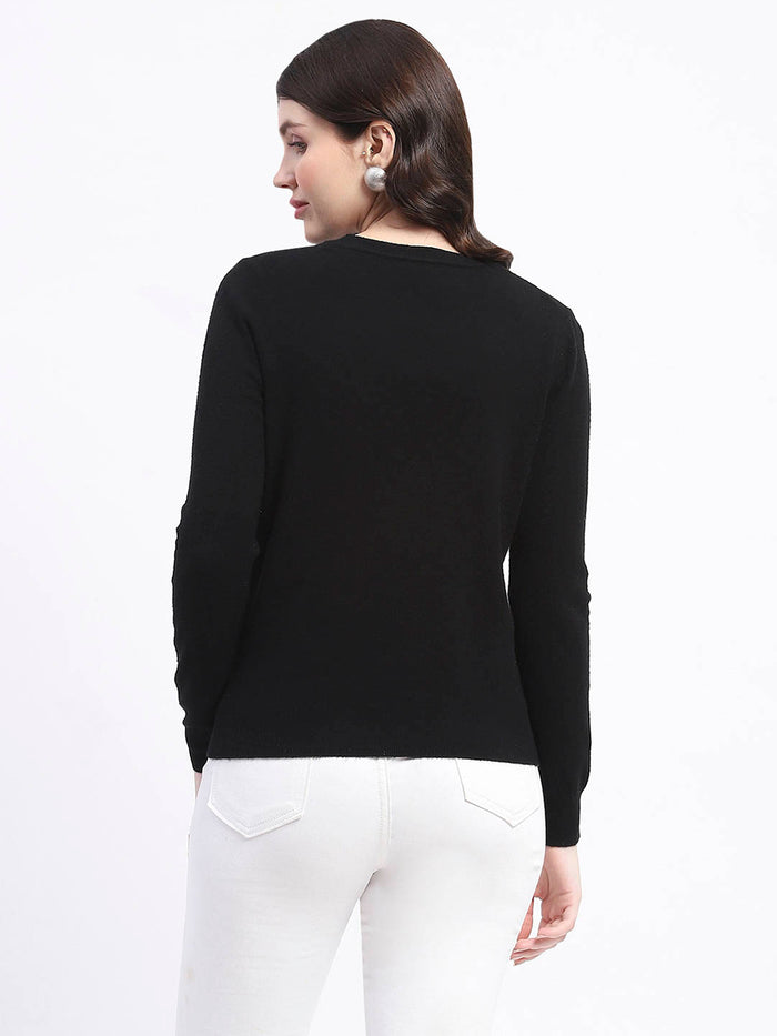 Madame Crew Neck Black Acrylic Sweater