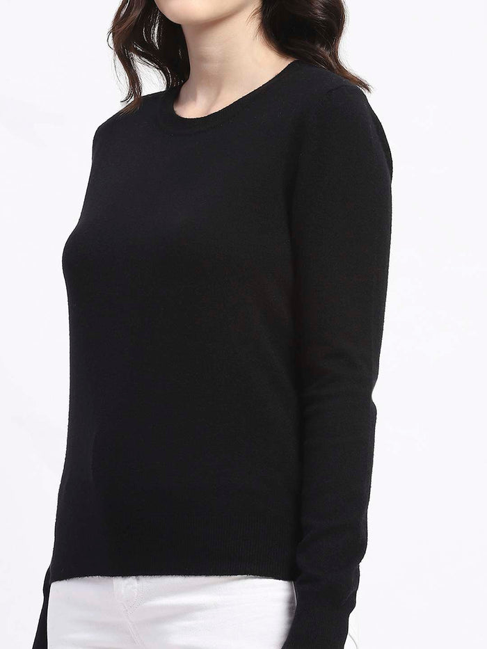 Madame Crew Neck Black Acrylic Sweater