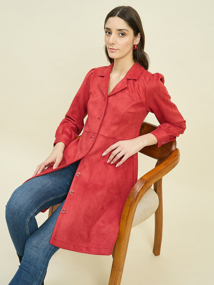 Madame Suede Blazer Dress with Embellished Button Details