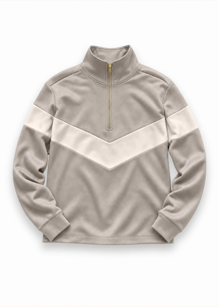 Madeline Pullover in Scuba Fleece (Chateau Grey/Cream)