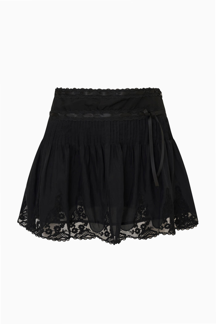 Marais Silk Habotai Mini Skirt - BLACK