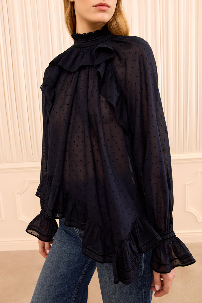 Marcella Long Sleeve Cotton Blouse - Nightfall