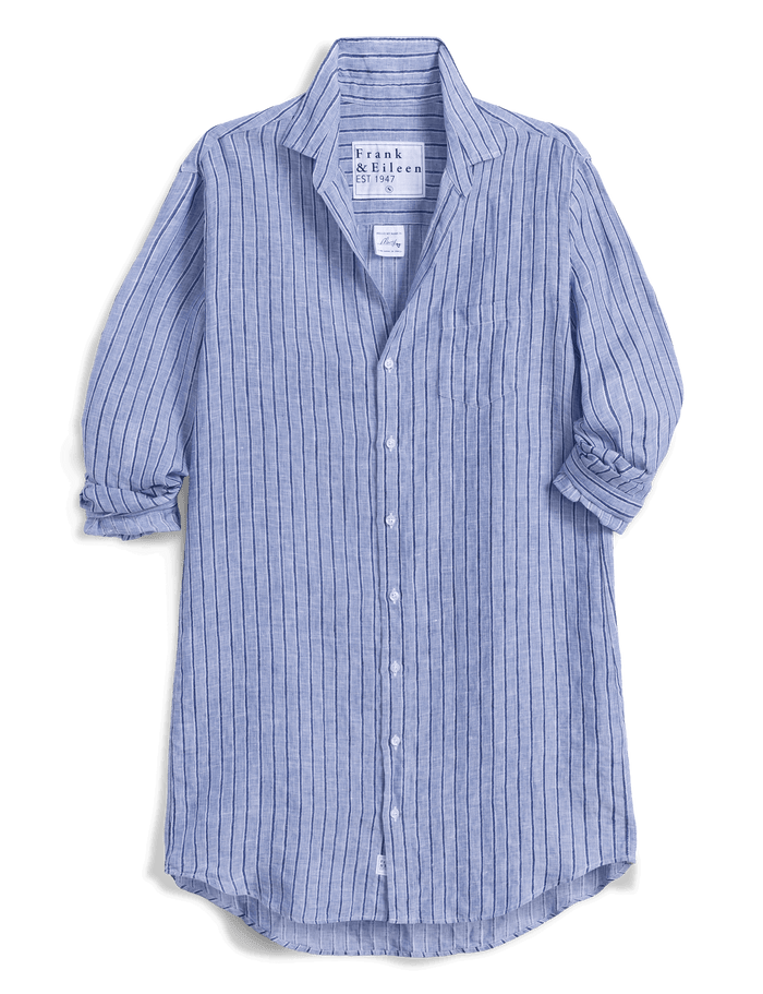 MARY Blue and Navy Stripe, Italian Classic Linen