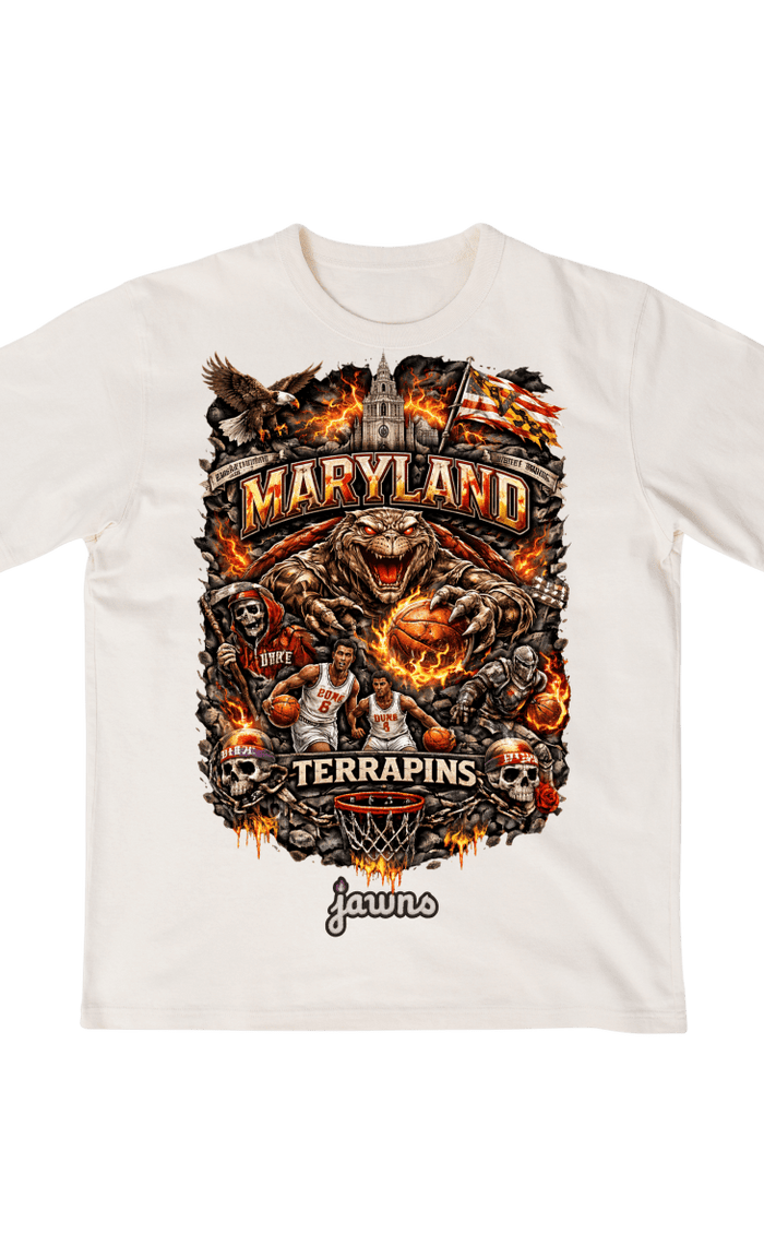 Maryland Terrapins Godspeed Streetwear Basketball Gear - T-Shirt - Jawns on Fire Sneakers & Shoes