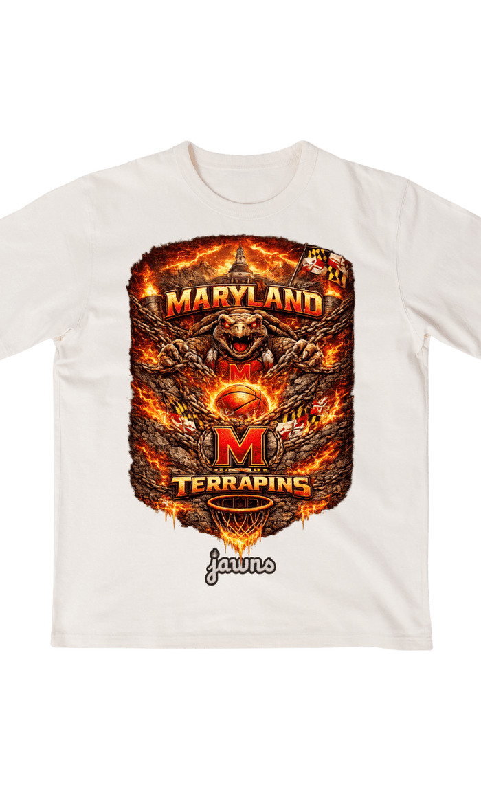 Maryland Terrapins Godspeed Streetwear Basketball Gear - No Skulls - T-Shirt - Jawns on Fire Sneakers & Shoes