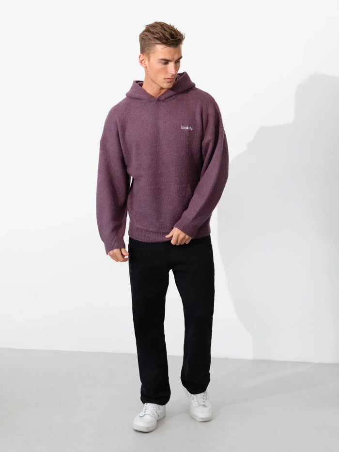 Mason Relaxed Knitted Hoodie - Plum
