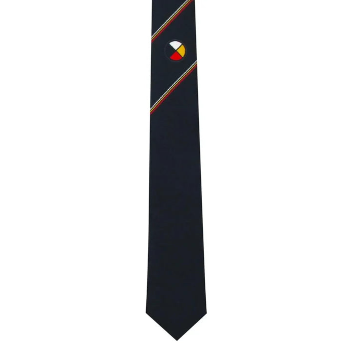 Medicine Wheel Artist Silk Tie featuring a symbolic design, perfect accessory for any formal occasion.