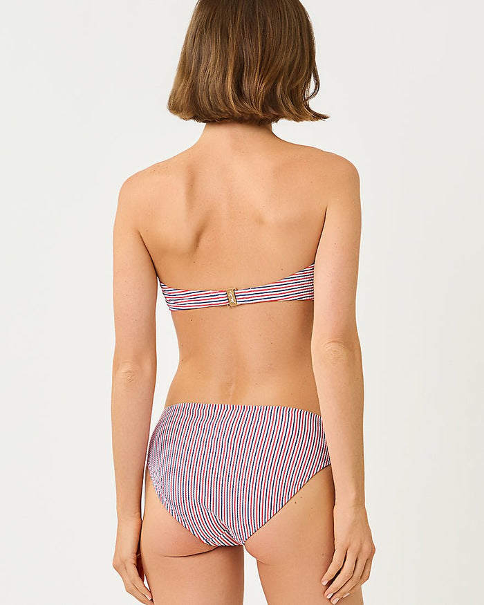 Lilly Pulitzer - Melita Bandeau Bikini Top - Resort White X Paradise Punch X Starlight Navy Seersucker Stripe