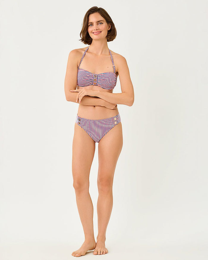 Lilly Pulitzer - Melita Bandeau Bikini Top - Resort White X Paradise Punch X Starlight Navy Seersucker Stripe