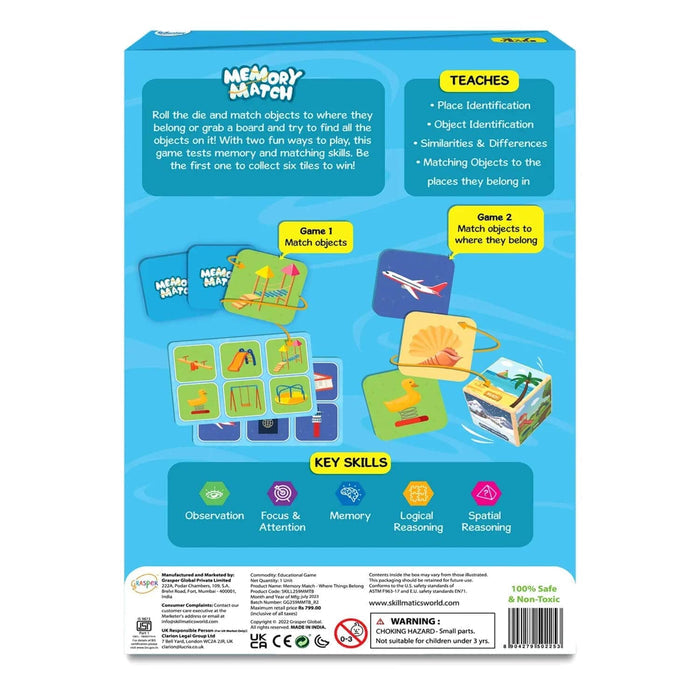Back of the box of Memory Match game for children