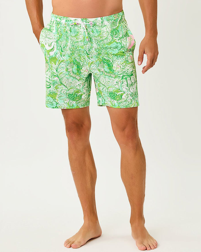 Lilly Pulitzer - Mens Stuff Del Lago Swim Trunk - Resort White Ship To Shore