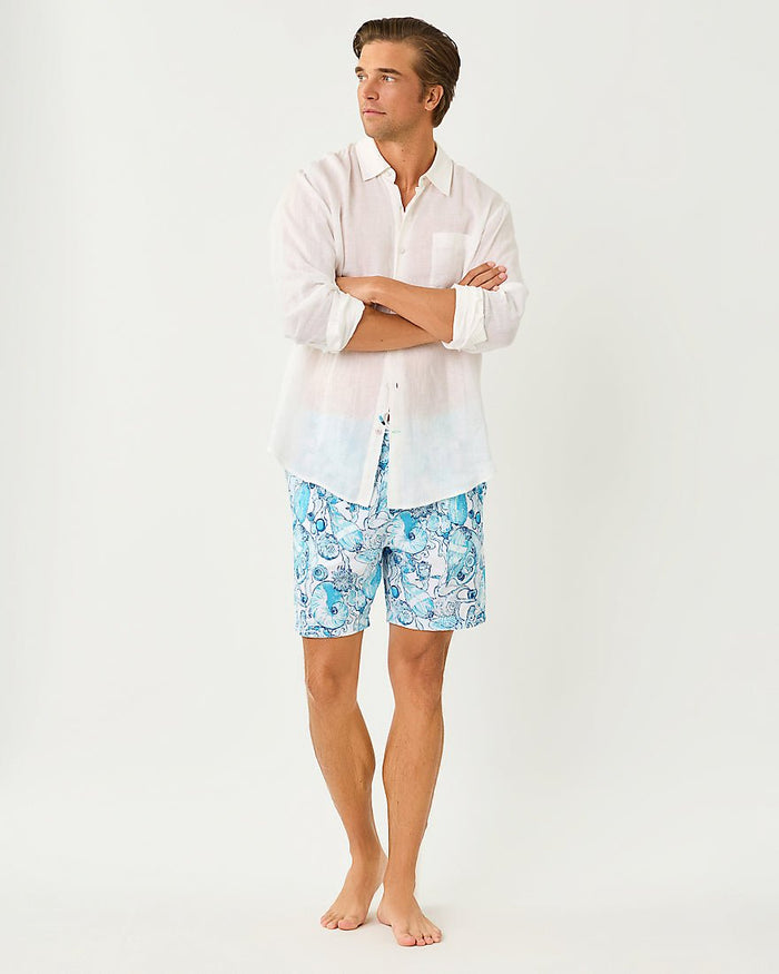 Lilly Pulitzer - Mens Stuff Del Lago Swim Trunk - Resort White Shell Shine