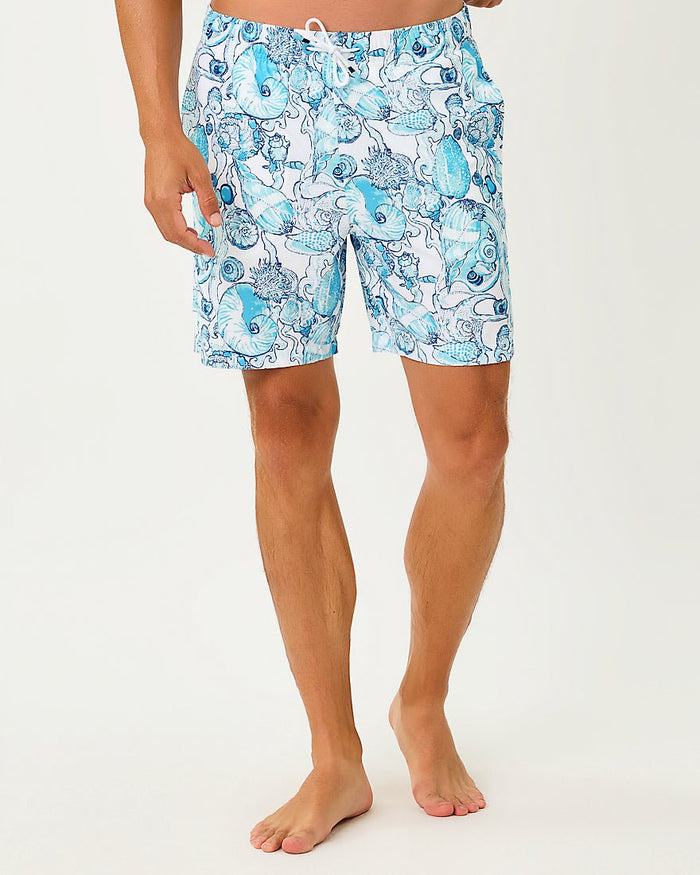 Lilly Pulitzer - Mens Stuff Del Lago Swim Trunk - Resort White Shell Shine