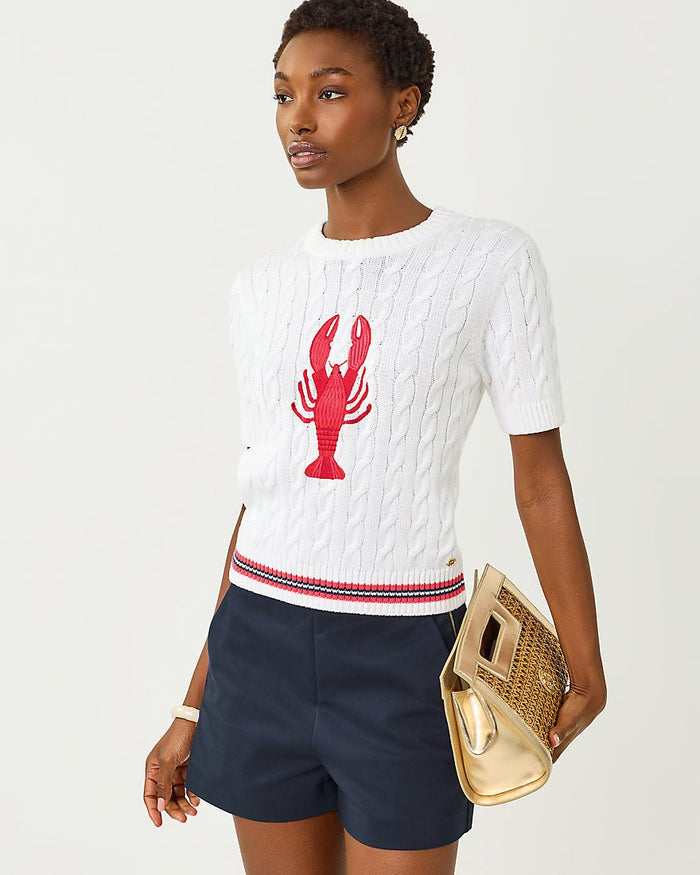Lilly Pulitzer - Miko Sweater - Resort White Lobster Embroidery