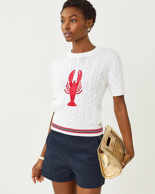 Lilly Pulitzer - Miko Sweater - Resort White Lobster Embroidery