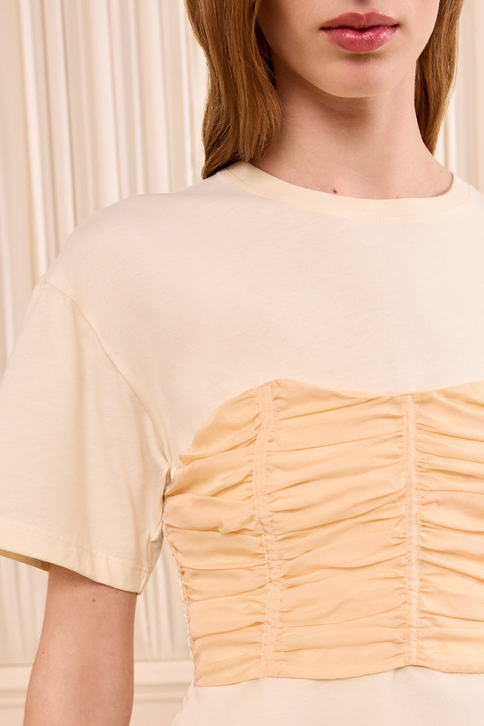 Mila Short Sleeve Cotton Top - Pearl