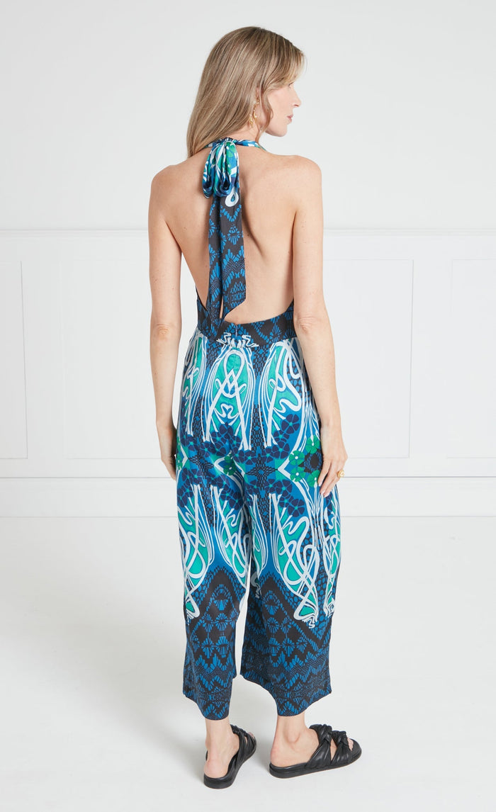 Monikh Jumpsuit - Blue & Green Mix