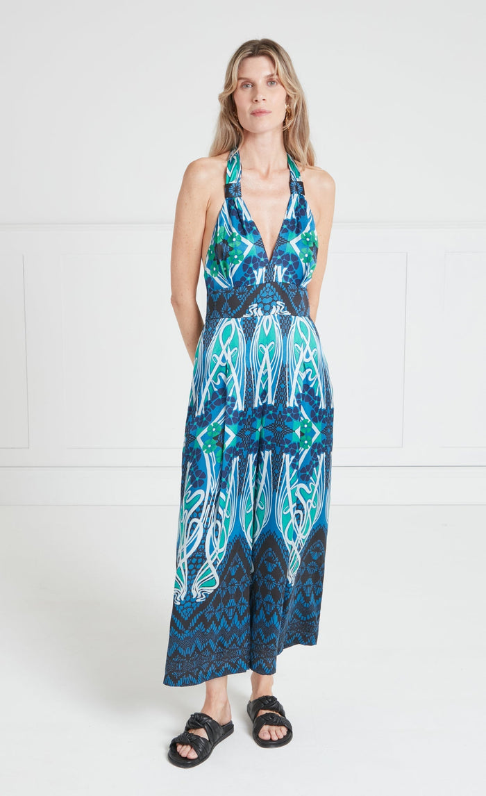 Monikh Jumpsuit - Blue & Green Mix