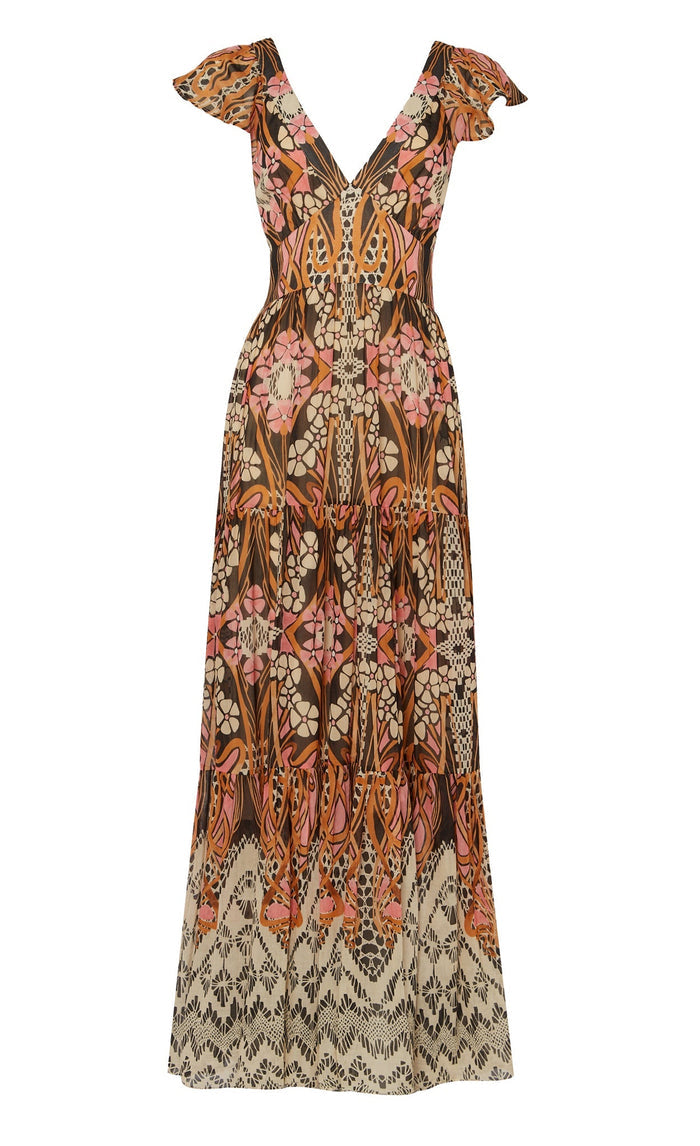 Monikh V-Neck Dress - Pink & Sand Mix