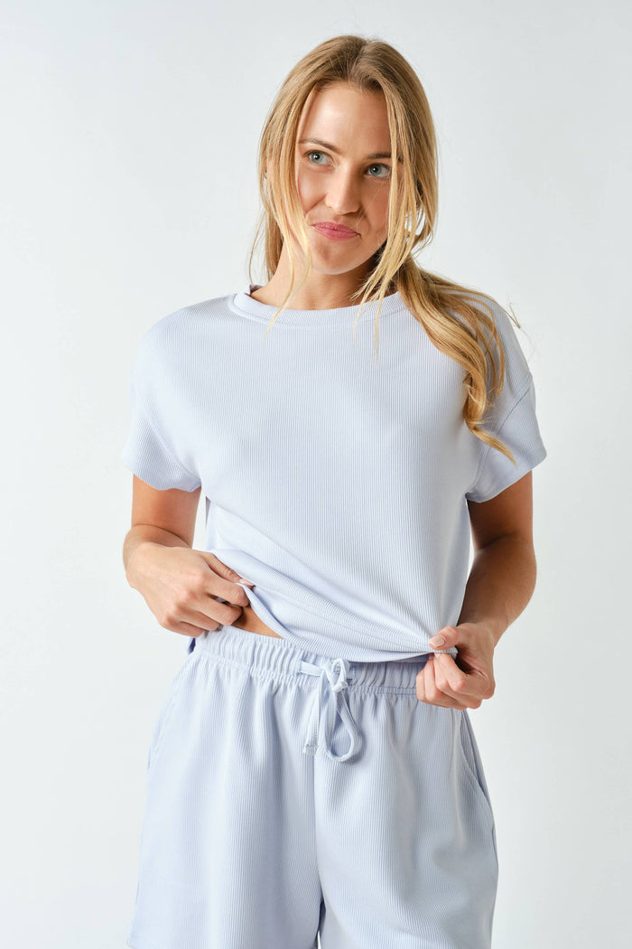 Mono B - Luxe Sand Wash Rib Classic Tee Set