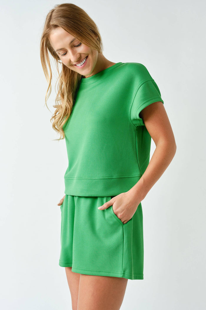 Mono B - Luxe Sand Wash Rib Classic Tee Set