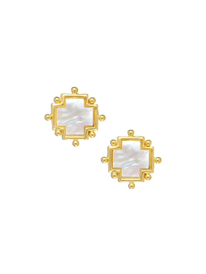 Mother of Pearl Cross Studs