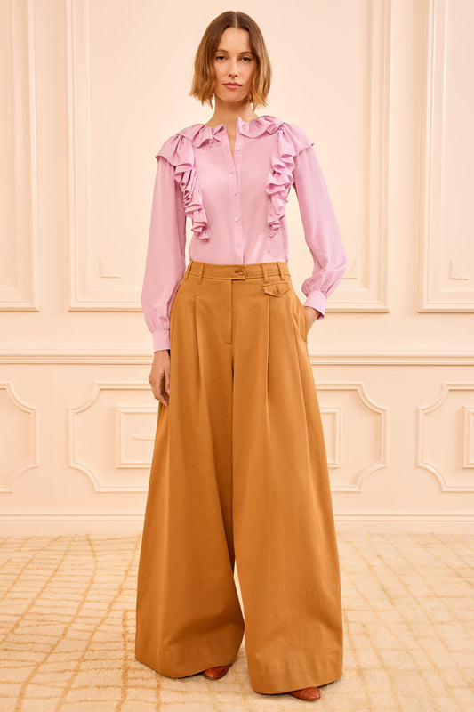 Burnish Cotton Twill Wide Leg Trouser - Front Full Length On Model | Ulla Johnson