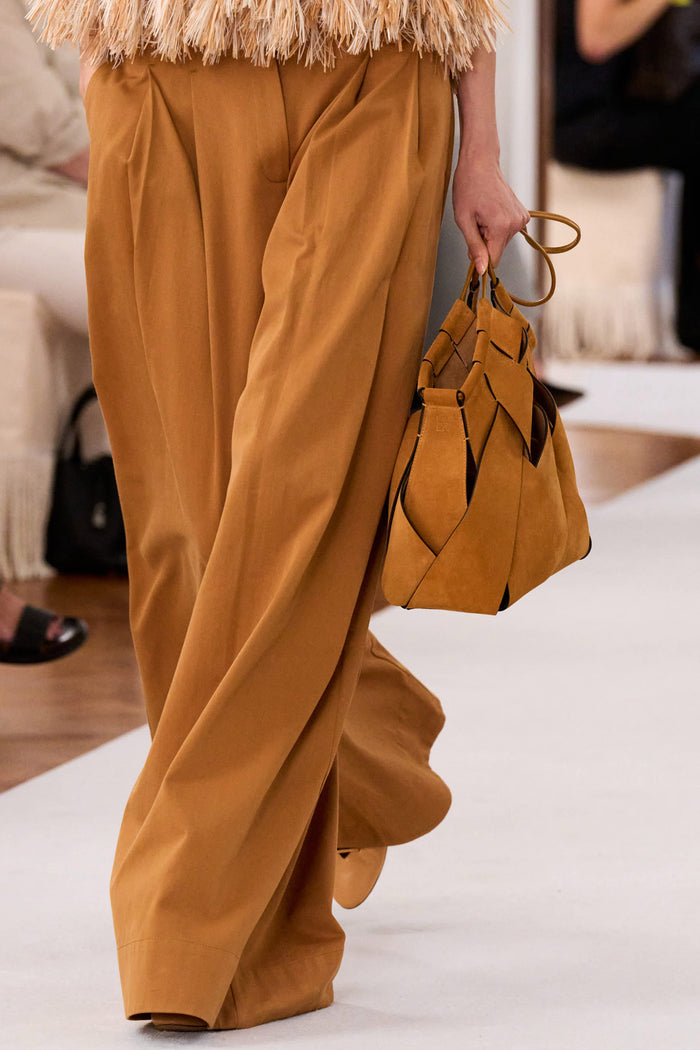 Burnish Wide Leg Trouser in Motion - SS26 Runway Detail, Designer Pleated Trousers | Ulla Johnson