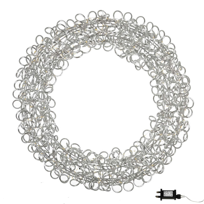 SIlver Christmas wreath with power plug
