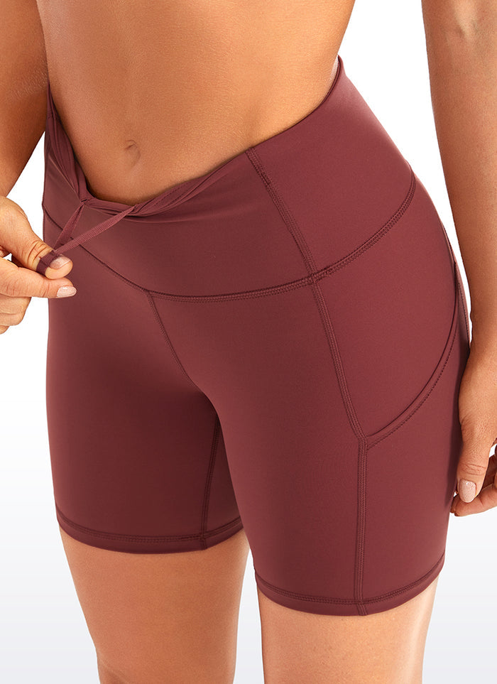 CRZ YOGA Women's Run High Rise Biker Nakedfeel Light Pocket Shorts 6'' Savannah