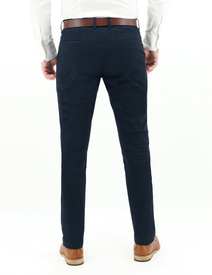 Navy 490 Cotton Stretch Slim Chino