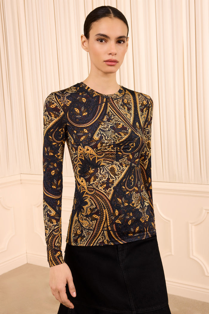 Neri Long Sleeve Jersey Top - Twilight Paisley