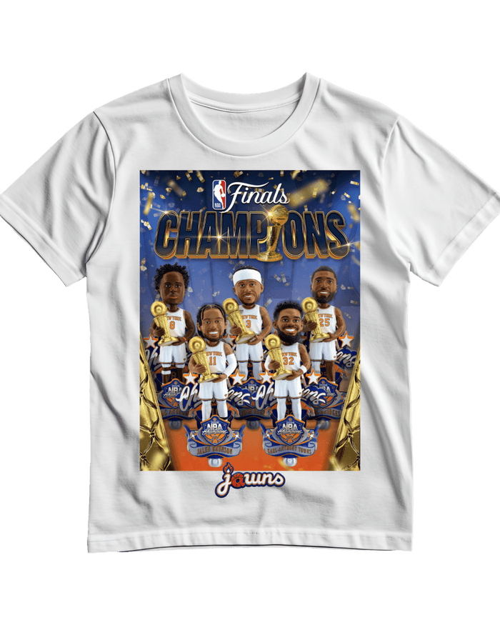 New York Knicks Bobble Head 2026 NBA World Champions - White T-Shirt - T-Shirt - Jawns on Fire Sneakers & Shoes