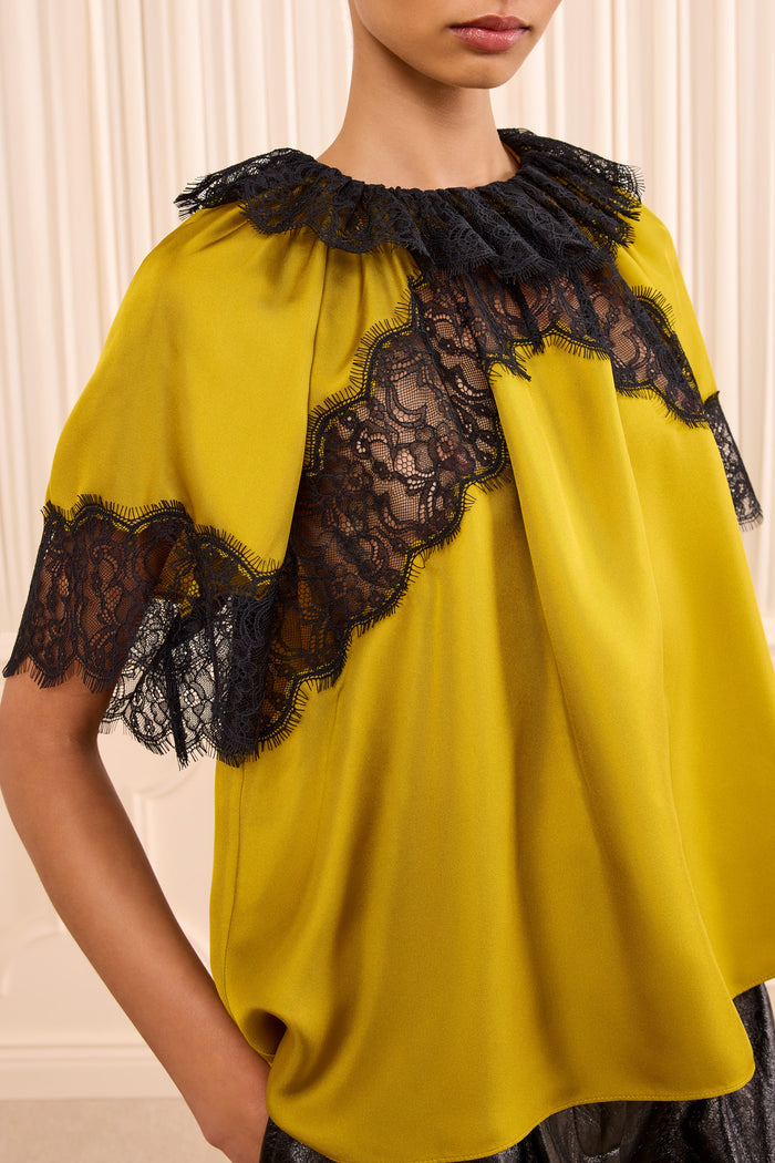Nina Short Sleeve Silk Blouse - Citrine