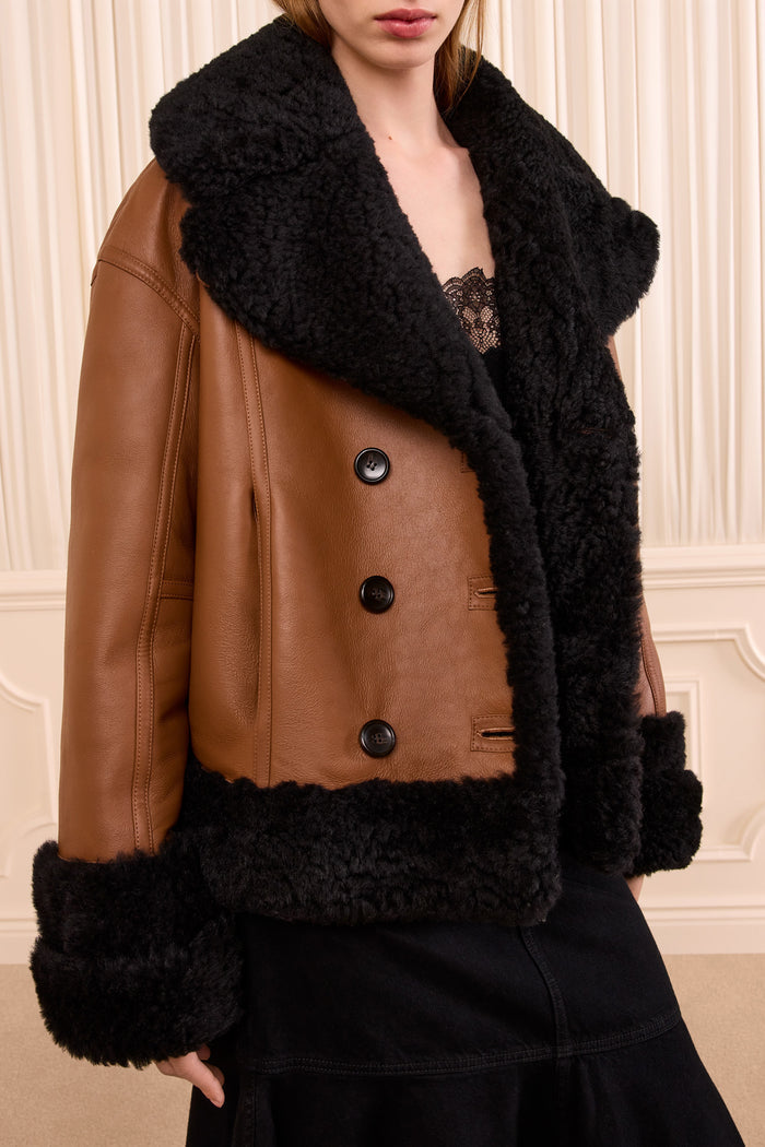 Nisha Reversible Shearling Coat - Noir