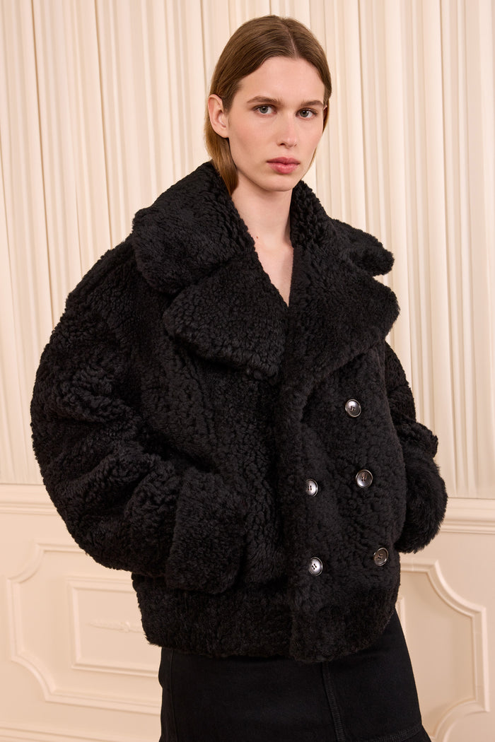 Nisha Reversible Shearling Coat - Noir