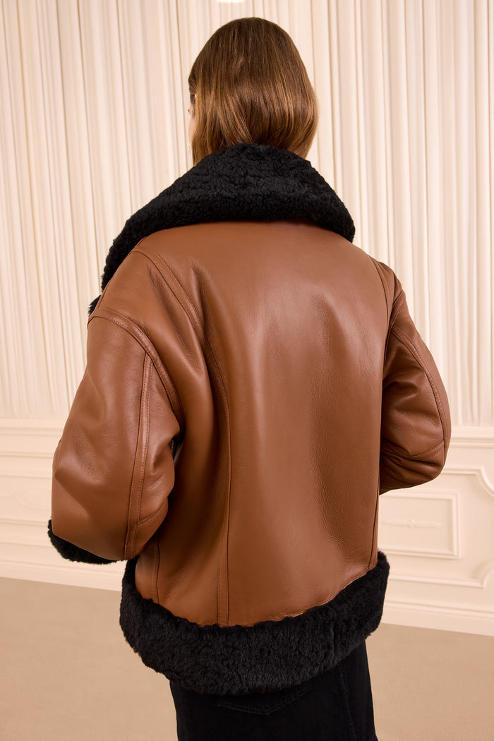 Nisha Reversible Shearling Coat - Noir